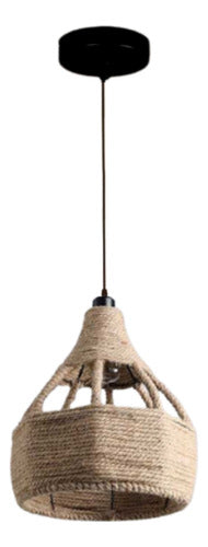 Lampara Colgante Vintage Aluminio Cañamo E27 Decoración