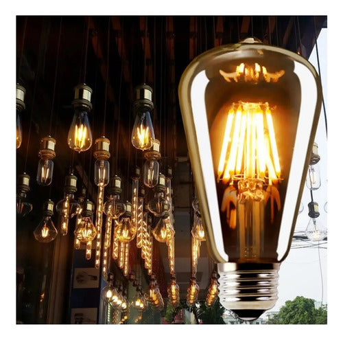 Pack 2 Ampolleta Vintage E27 Led St64 4w Konnergie Deus