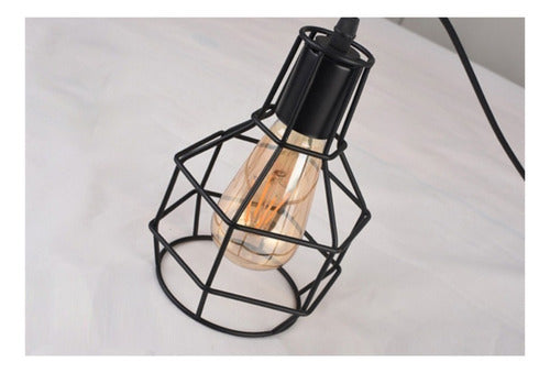 Lampara De Fierro Jaula Vintage Colgante E27 Decoración Color Negro