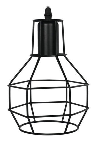 Lampara De Fierro Jaula Vintage Colgante E27 Decoración Color Negro