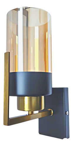 Lampara Aplique Vidrio Simple Porta E27 Ambar Circular Deco