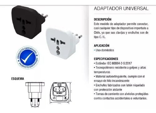 Adaptador Enchufe Universal Europeo Americano 110/220V