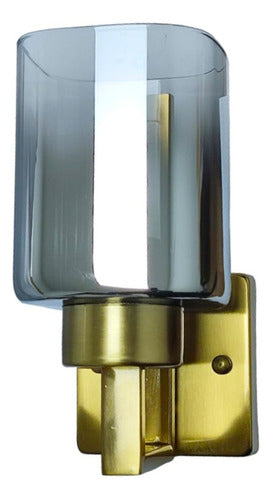 Aplique Simple Porta E27 Transparente Dorado Vidrio Elegante