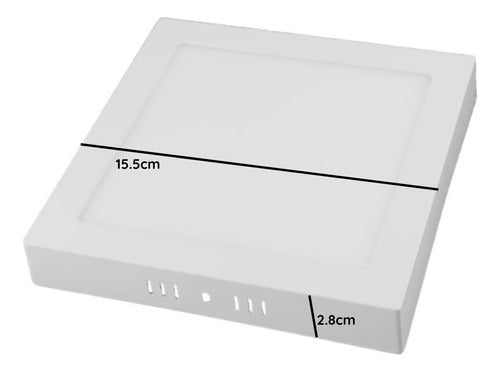 Pack 5 Panel Plafon Led Sobrepuesto Cuadrado 12w