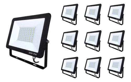 Pack X10 Foco Proyector Led 50w Exterior Seguridad Sec