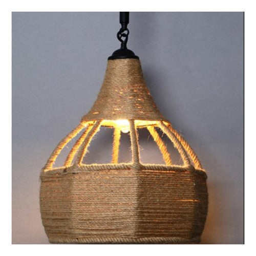 Lampara Colgante Vintage Aluminio Cañamo E27 Decoración