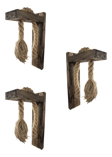 Pack 3 Aplique Porta E27 Madera Almaaz Konnergie Deus