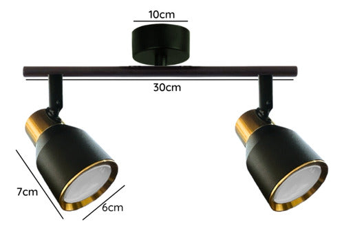 Aplique Foco Porta Ampolleta Doble Gu10 Moderno Dirigible - Deus Group