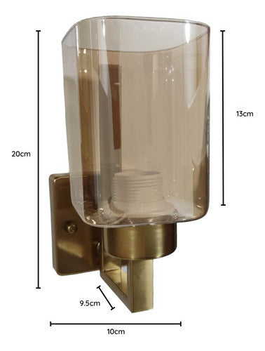 Aplique Simple Porta Ampolleta E27 Transparente Ambar Vidrio