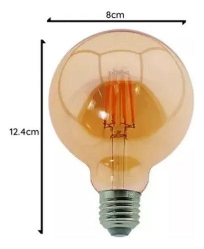 Pack X6 Ampolleta Led G80 Globo Vintage 4w E27 2700k Ámbar