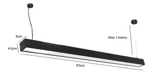 Lampara Led Lineal Colgante Negro 20w Decorativo Empavonado