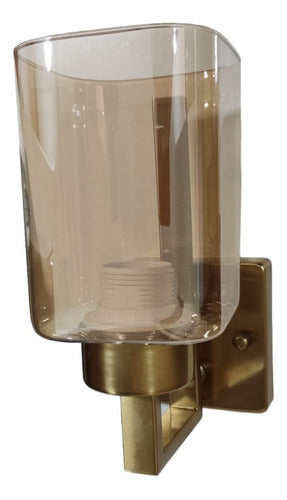 Aplique Simple Porta Ampolleta E27 Transparente Ambar Vidrio
