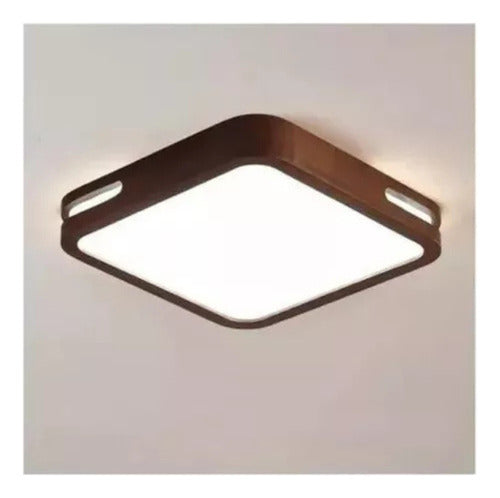 Panel Plafón Led Borde Madera Sobrepuesto Cuadrado 30cm 36w