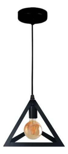 Lampara Colgante De Fierro Triangulo Industrial E27