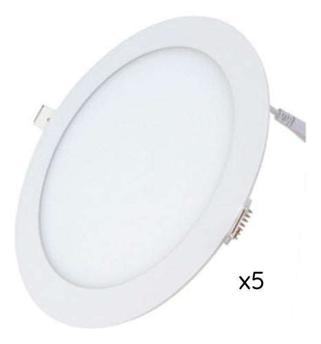 Pack 5 Panel Led Embutido Redondo 24w Luz Calido Neutro Frio