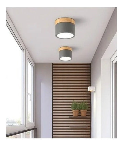 Panel Sobrepuesto Borde Madera Decorativo Led 6w Luz Fria