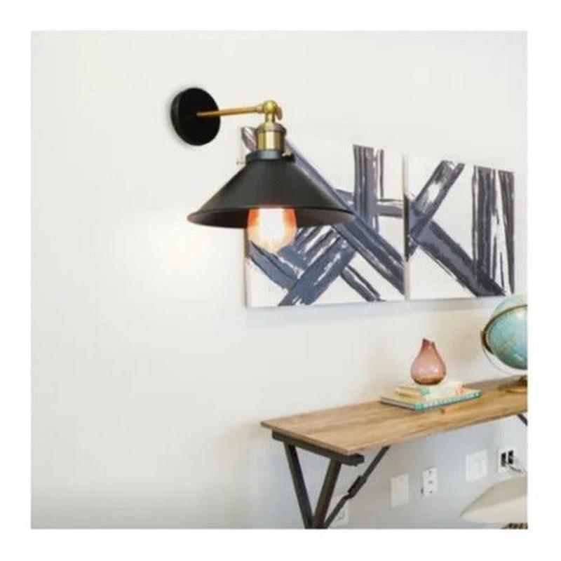 Aplique Lámpara Led Muro Bronce E27 Con Pantalla Decoracion - Mi tienda