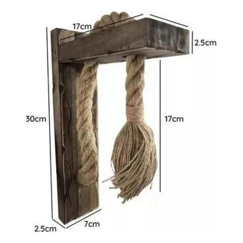 Aplique Lampara Muro Cañamo Madera Vintage Soga E27 Retro - Mi tienda