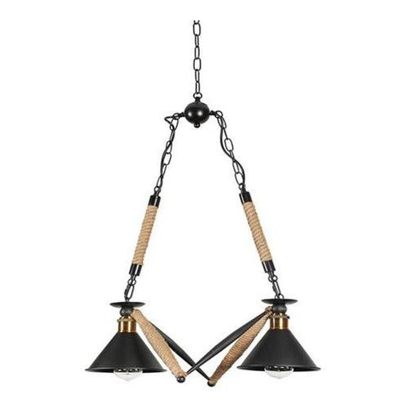 Lampara Colgante Rustica Cáñamo Vintage Doble E27 - Mi tienda