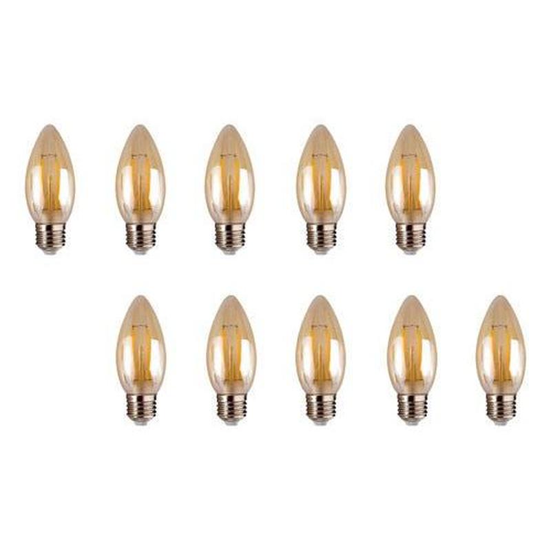 Pack 10 Ampolleta Led Vela Vintage 4w E27 2700k Ambar - Mi tienda