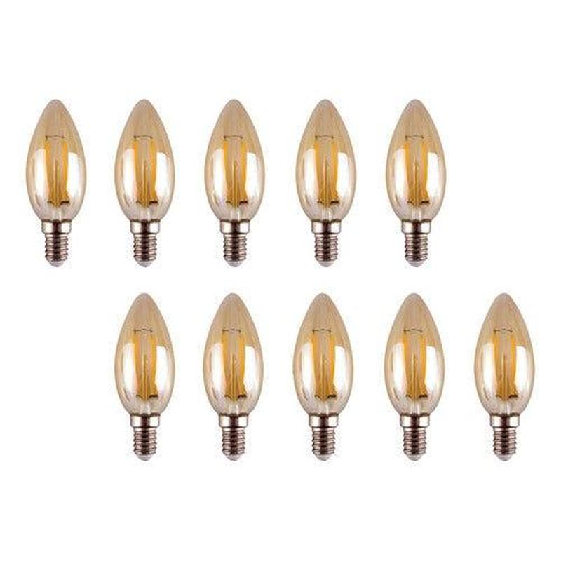 pack 10 ampolletas led vela vintage 4w e14 2700k ámbar - Mi tienda