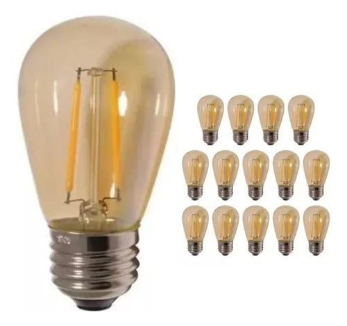 Pack X 15 Ampolleta Led Vintage Edison S14 Rosca Normal E27