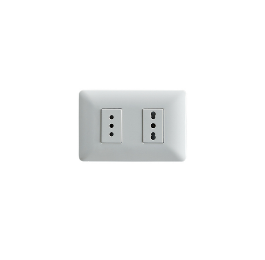 Enchufe Tomacorriente Doble Simple Y Bipaso 10/16 220v Sec Stanford Blanco