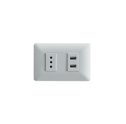 Tomacorriente Simple Con Doble USB Sec 10a 250v Stanford Blanco