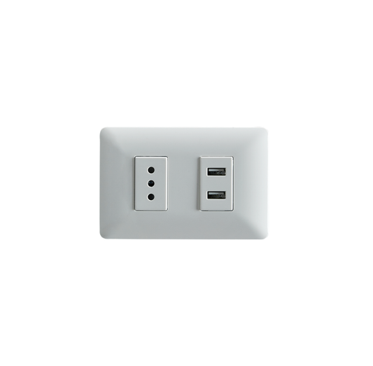 Tomacorriente Simple Con Doble USB Sec 10a 250v Stanford Blanco
