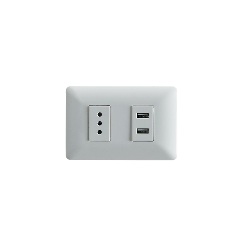 Tomacorriente Simple Con Doble USB Sec 10a 250v Stanford Blanco