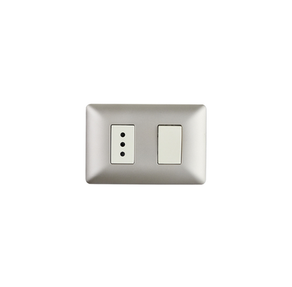 Interruptor Luz Con Tomacorriente Muro Simple Certificado Stanford Champagne