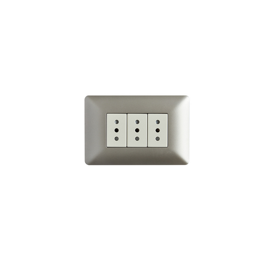 Tomacorriente Enchufe Hembra Triple 220v Certificado Sec Stanford Champagne