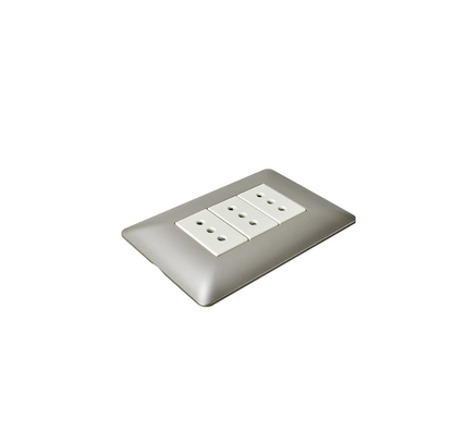 Tomacorriente Enchufe Hembra Triple 220v Certificado Sec Stanford Champagne