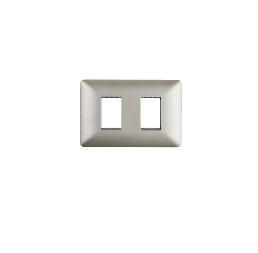 Placa Doble Base Soporte Modulo Tomacorriente Interruptor Stanford Champagne