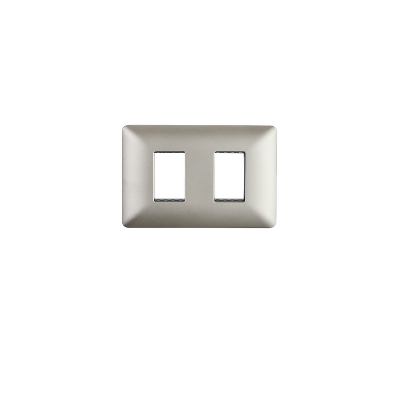 Placa Doble Base Soporte Modulo Tomacorriente Interruptor Stanford Champagne