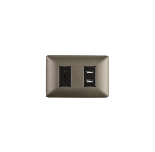 Tomacorriente Simple Con Doble USB Sec 10a 250v Stanford Café