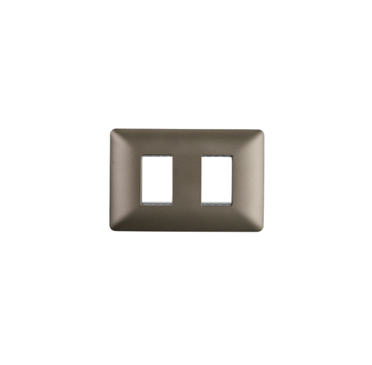 Placa Doble Base Soporte Modulo Tomacorriente Interruptor Stanford Café