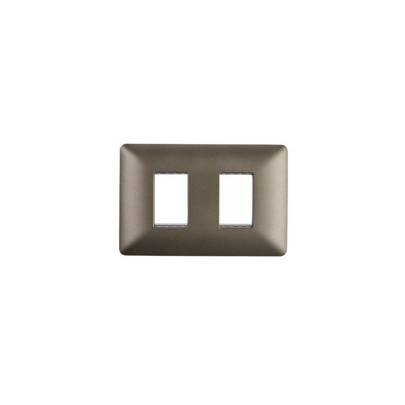 Placa Doble Base Soporte Modulo Tomacorriente Interruptor Stanford Café