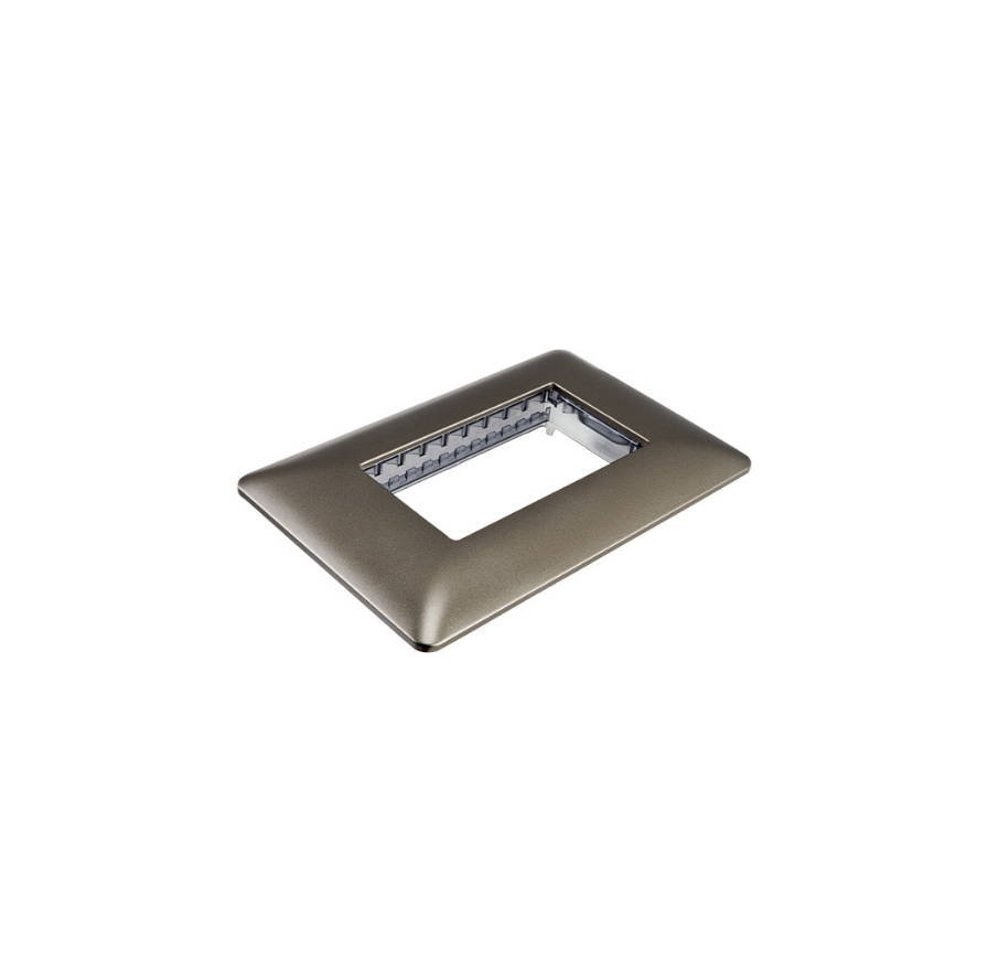Placa Triple Base Para Modulo Tomacorriente Interruptor Stanford Café