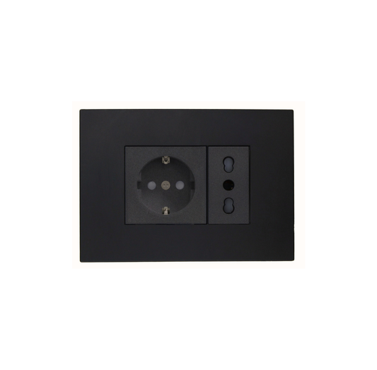 Enchufe Tomacorriente Schuko + Simple Bipaso 10/16a Sec Grafito