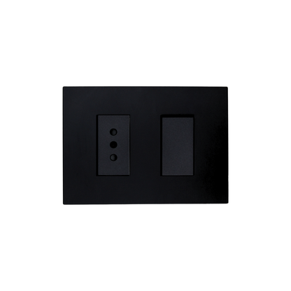 Interruptor 9/12 + Enchufe Tomacorriente Simple Stanford 220v 10a Sec Negro