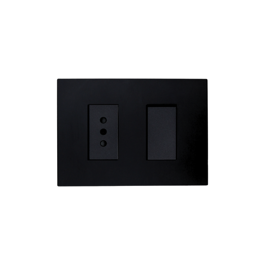 Interruptor 9/12 + Enchufe Tomacorriente Simple Stanford 220v 10a Sec Negro