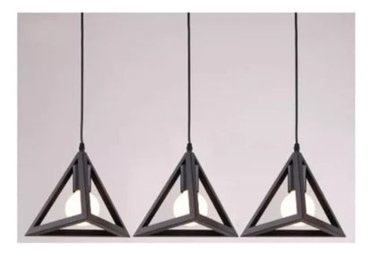 Lampara Colgante De Fierro  Triangulo Industrial  E27 - Deus Group 
