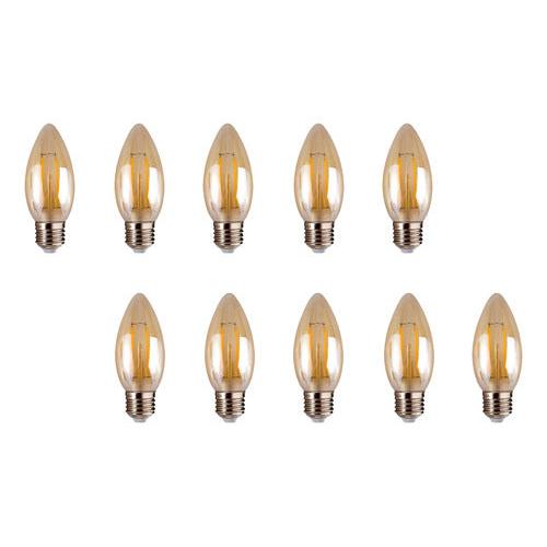 Pack 10 Ampolleta Led Vela Vintage 2w E27 2700k Ambar - Deus Group