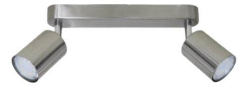 Aplique Niquelado Plateado Doble Ampolleta Dicroica Gu10 - Deus Group 