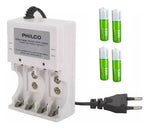 Cargador Con 4 Pilas De Litio Recargables Aaa 1200mah