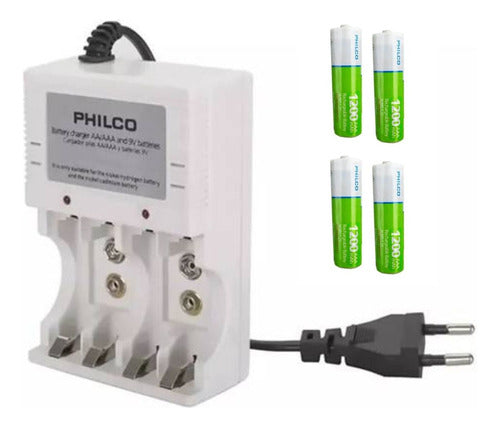 Cargador Con 4 Pilas De Litio Recargables Aaa 1200mah
