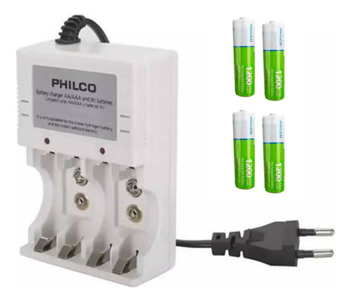 Cargador Con 4 Pilas De Litio Recargables Aaa 1200mah