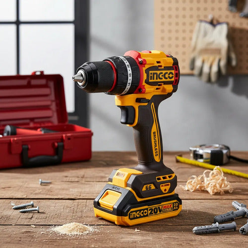 Taladro Percutor 20v 66nm Ingco Cidli206681 Industrial Bl Amarillo