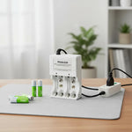 Cargador Con 4 Pilas De Litio Recargables Aaa 1200mah